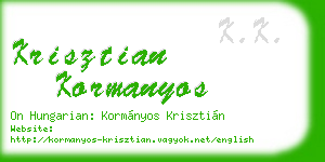 krisztian kormanyos business card